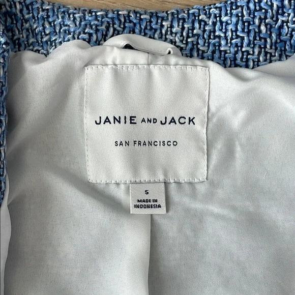 Janie and Jack Blue and White Textured Two-Piece Set size 5 and 4 - Picture 6 of 7